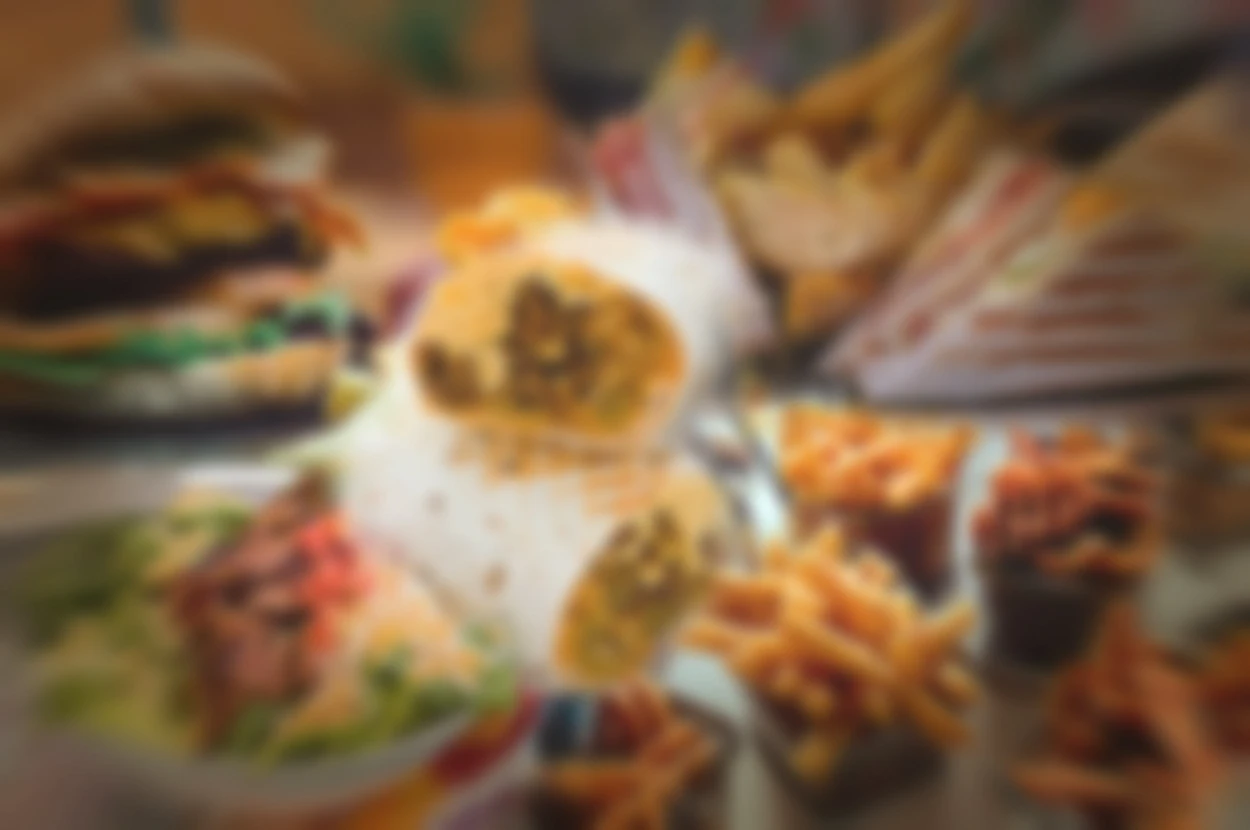 Cafe hero image. A spread of classic American lunches