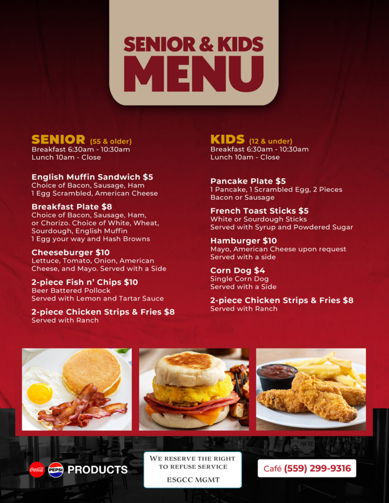 Cafe Menu - Senior & Kids